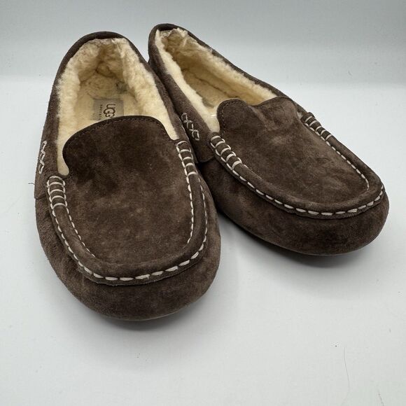 UGG Ansley Women’s Brown Suede Moccasin Slippers Sheepskin Wool Lined Size 8 - Picture 8 of 12